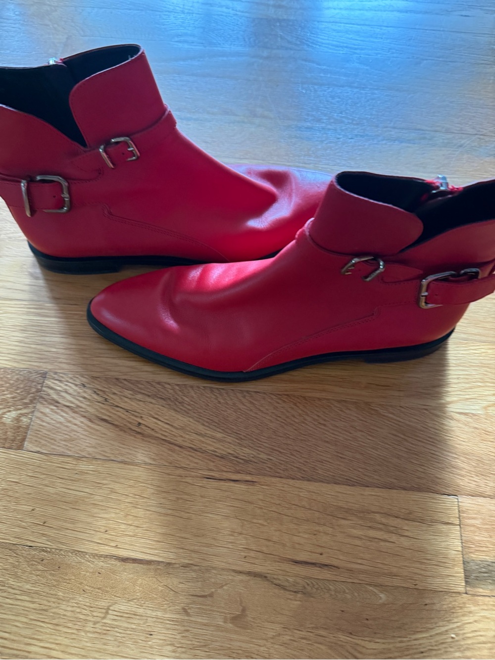 Tod’s Red Ankle Buckle Boots sz 38 EUC